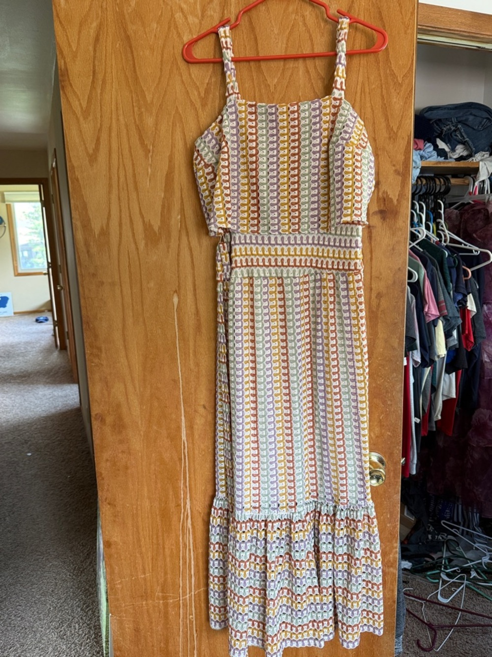 Striped Multi-Color Sleeveless Maxi Dress with Tie Waist